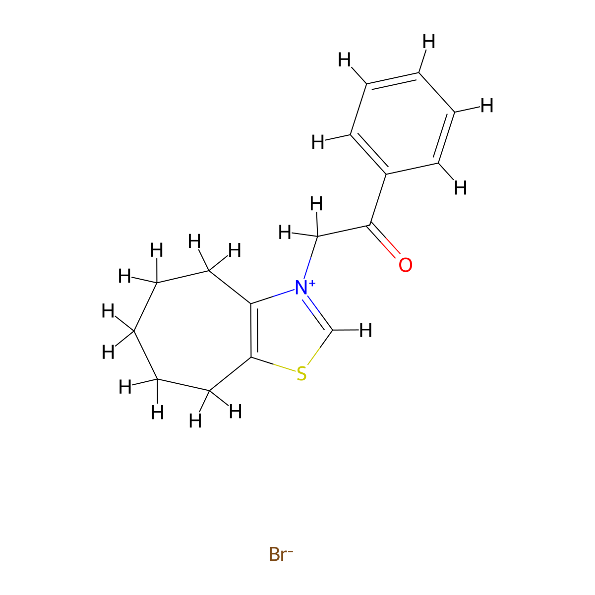 3-(2-oxo-2-phenylethyl)-4H,5H,6H,7H,8H-cyclohepta[d][1,3]thiazol-3-ium bromide molecular structure, CAS 1485418-60-7