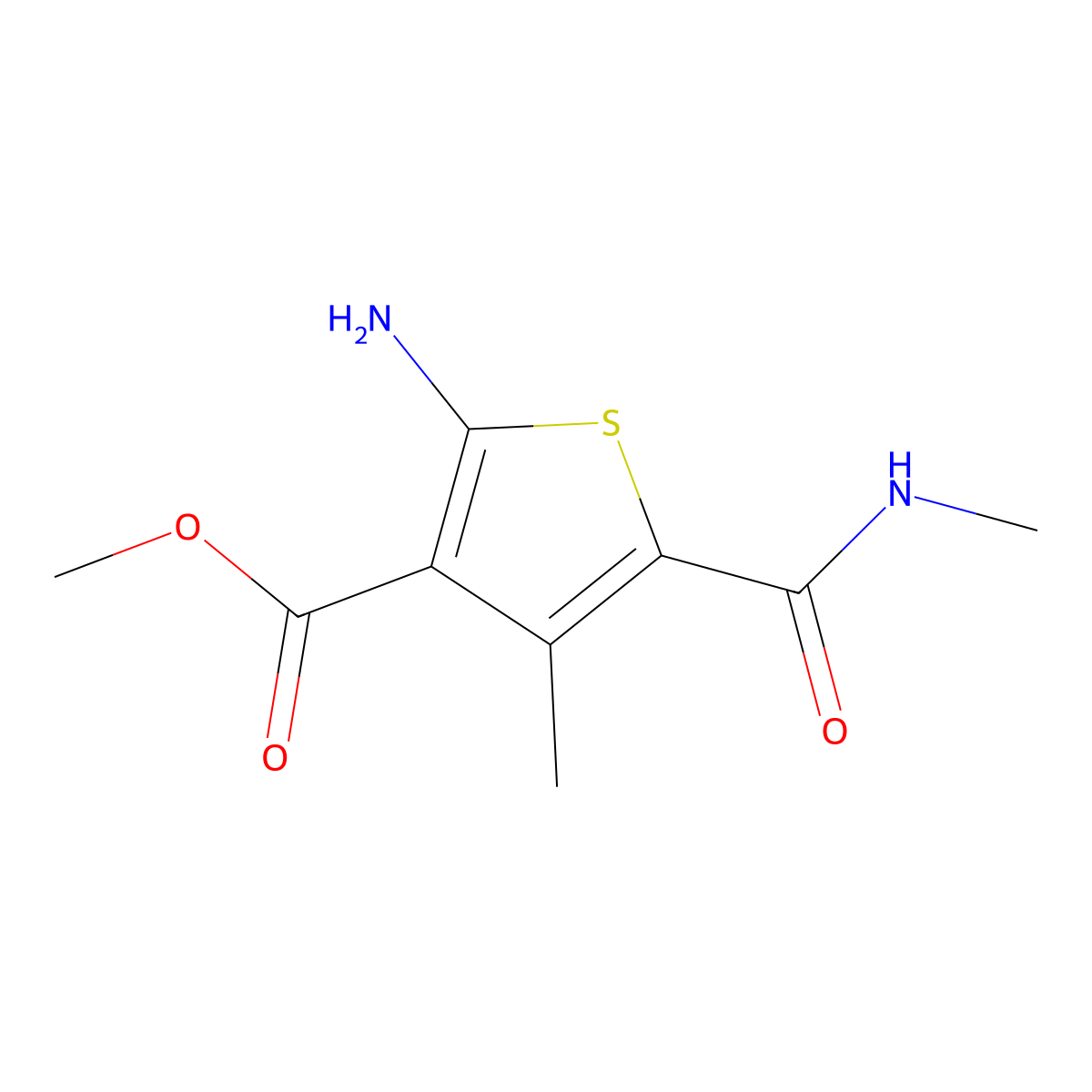 Methyl 2-amino-4-methyl-5-(methylcarbamoyl)thiophene-3-carboxylate molecular structure, CAS 1485441-52-8