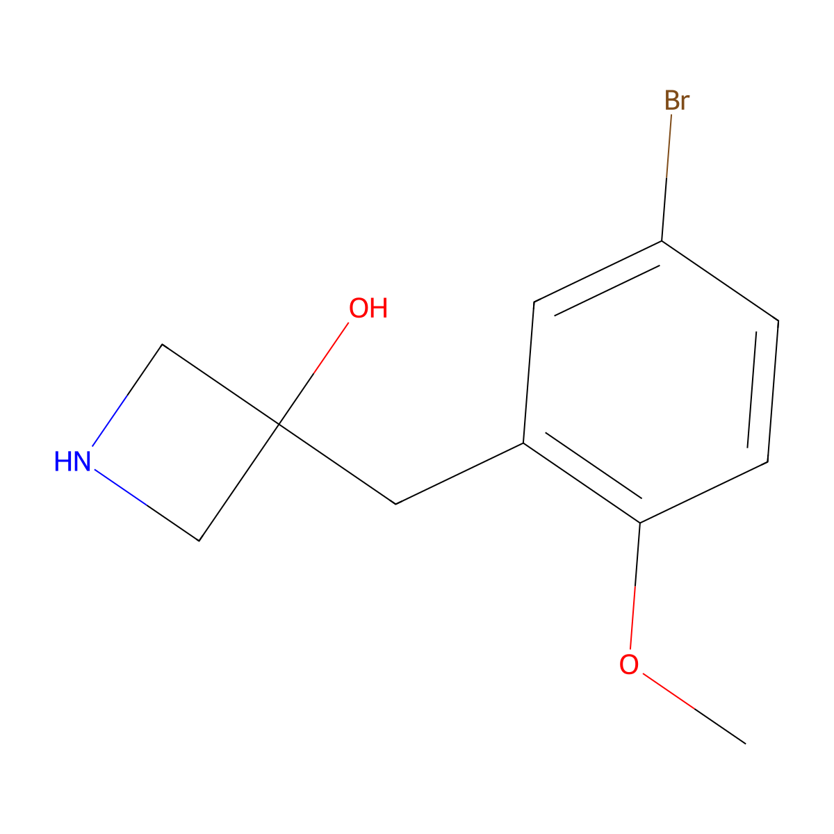 3-(5-Bromo-2-methoxybenzyl)azetidin-3-ol molecular structure, CAS 1485449-62-4