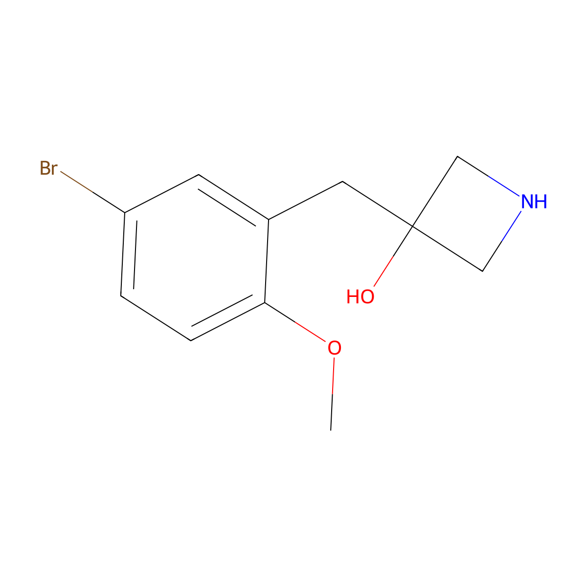 3-(5-Bromo-2-methoxybenzyl)azetidin-3-ol molecular structure, CAS 1485449-62-4