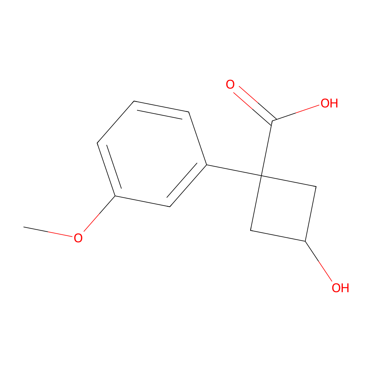 3-Hydroxy-1-(3-methoxyphenyl)cyclobutane-1-carboxylic acid molecular structure, CAS 1485472-51-2