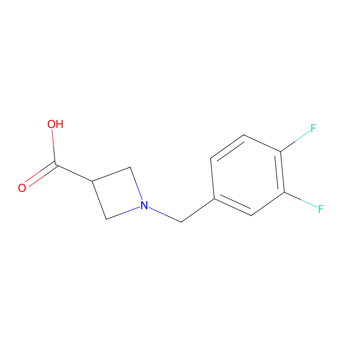 1-[(3,4-Difluorophenyl)methyl]azetidine-3-carboxylic acid molecular structure, CAS 1485479-18-2
