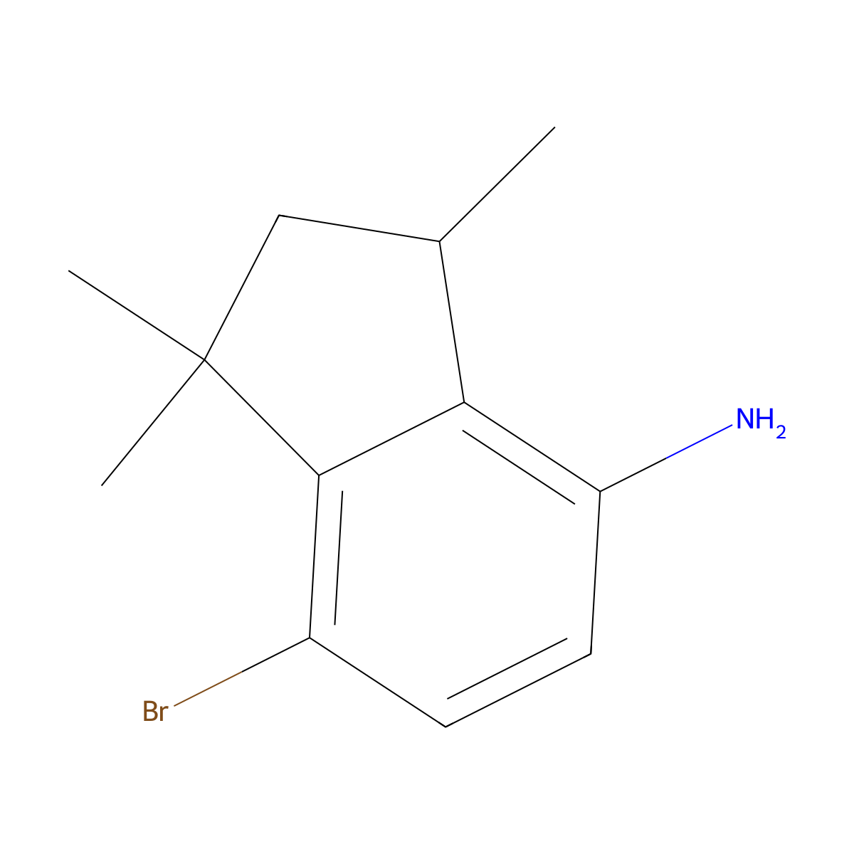 7-Bromo-1,1,3-trimethyl-2,3-dihydro-1H-inden-4-amine molecular structure, CAS 1485489-35-7