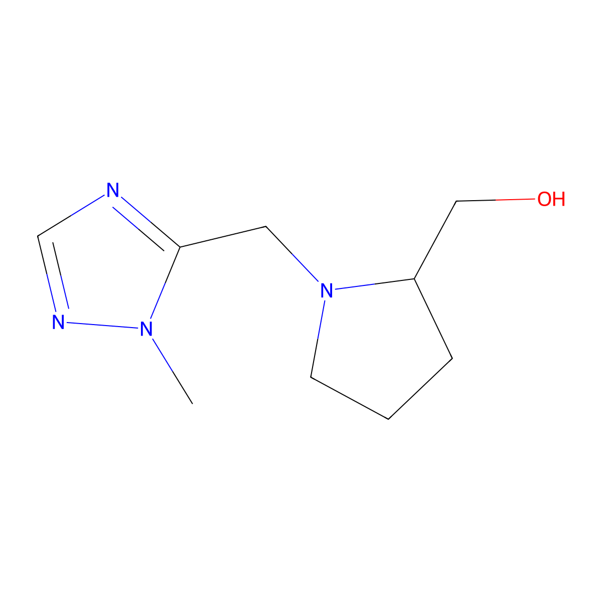 {1-[(1-methyl-1H-1,2,4-triazol-5-yl)methyl]pyrrolidin-2-yl}methanol molecular structure, CAS 1485496-32-9