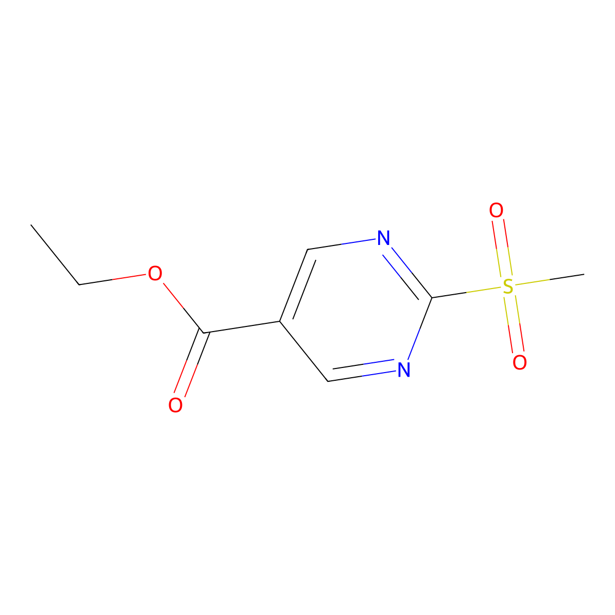 Ethyl 2-(methylsulfonyl)pyrimidine-5-carboxylate molecular structure, CAS 148550-51-0