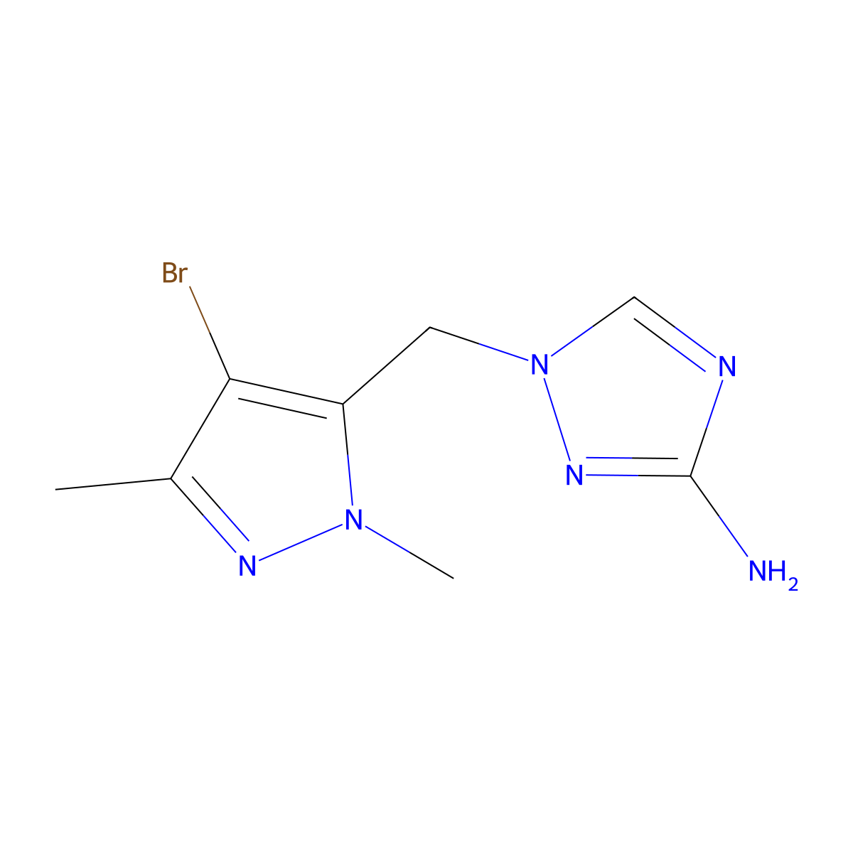 1-((4-Bromo-1,3-dimethyl-1h-pyrazol-5-yl)methyl)-1h-1,2,4-triazol-3-amine molecular structure, CAS 1485501-64-1