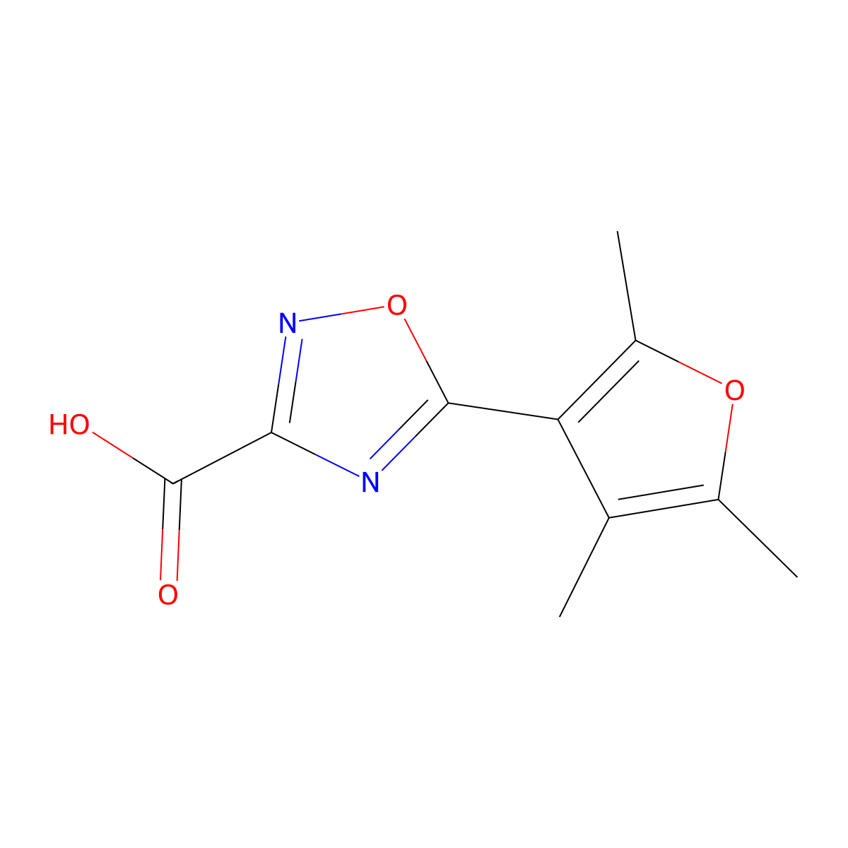 5-(2,4,5-Trimethylfuran-3-yl)-1,2,4-oxadiazole-3-carboxylic acid molecular structure, CAS 1485506-58-8