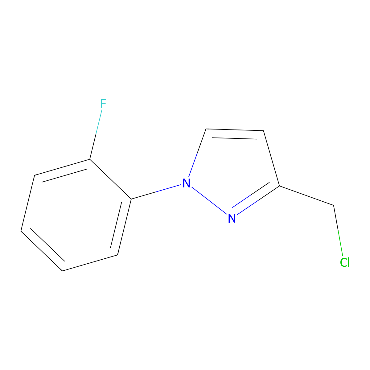 3-(chloromethyl)-1-(2-fluorophenyl)-1H-pyrazole molecular structure, CAS 1485526-85-9