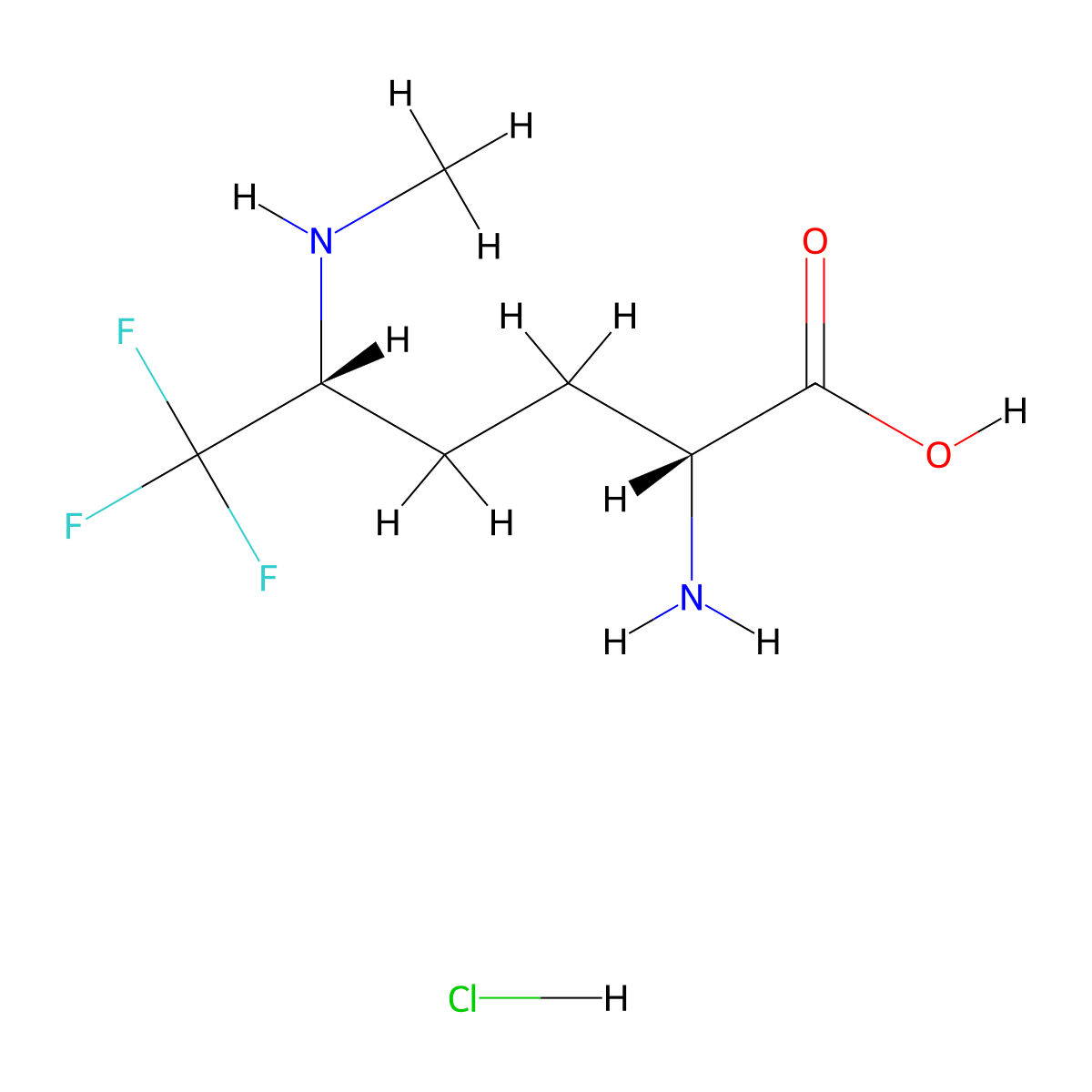(2R,5R)-2-amino-6,6,6-trifluoro-5-(methylamino)hexanoic acid hydrochloride molecular structure, CAS 1485532-34-0