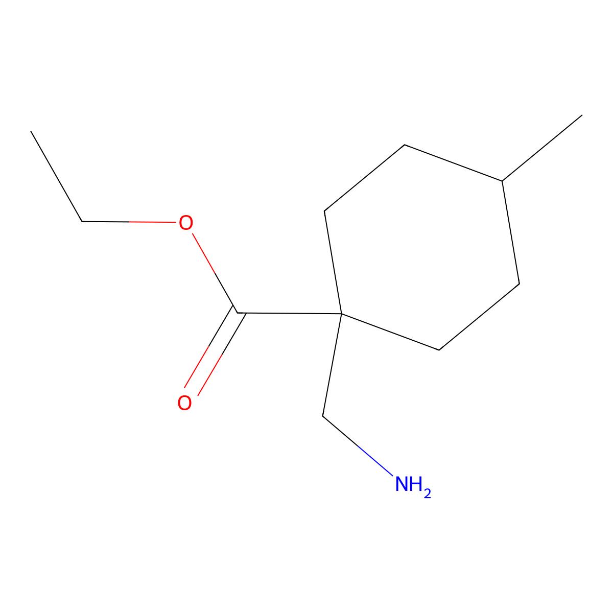 Ethyl 1-(aminomethyl)-4-methylcyclohexane-1-carboxylate molecular structure, CAS 1485532-42-0