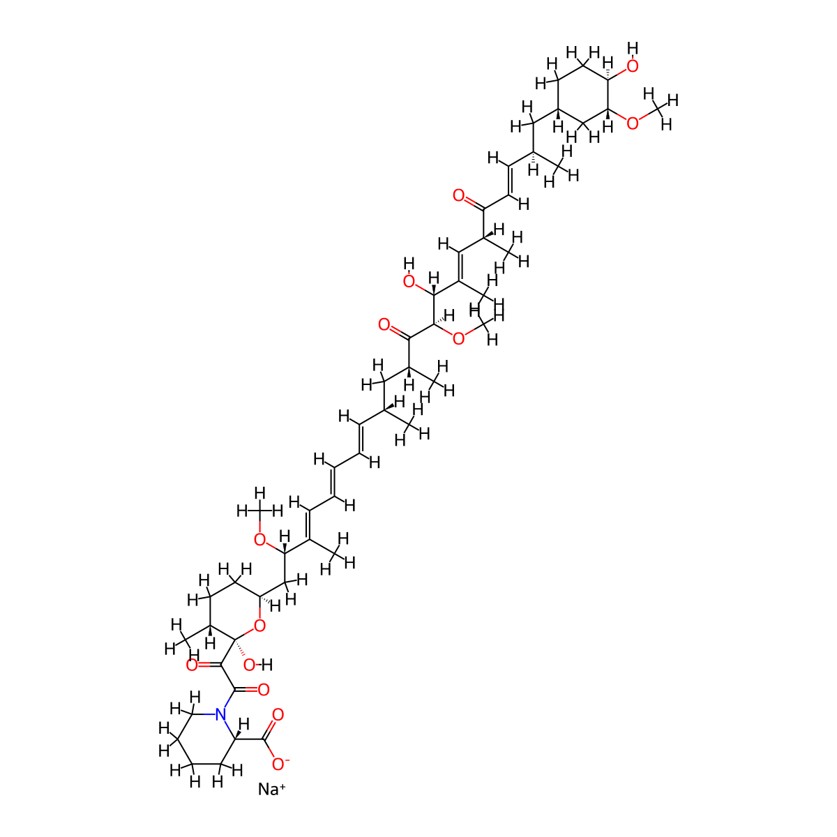 Secorapamycin sodium molecular structure, CAS 148554-65-8