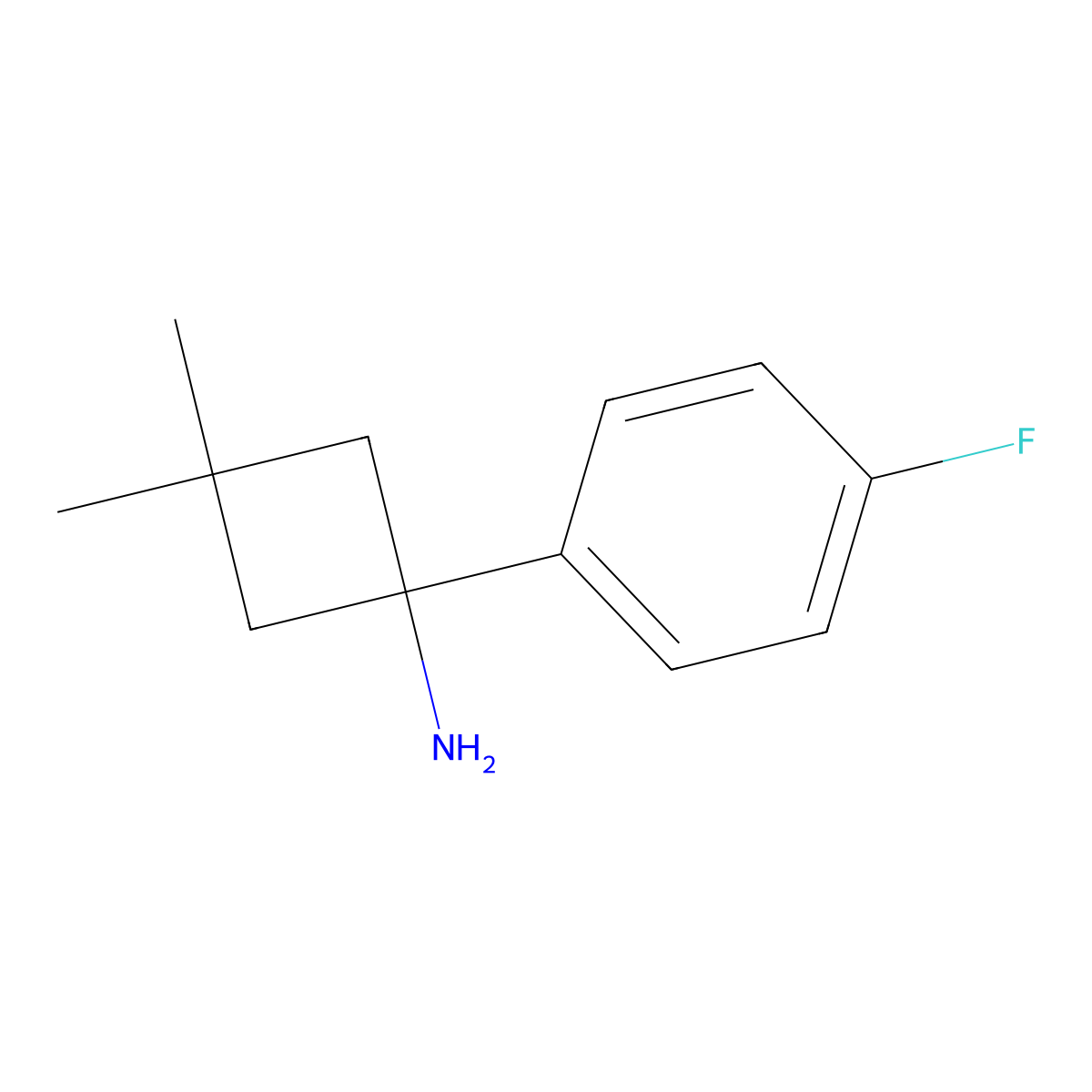 1-(4-Fluorophenyl)-3,3-dimethylcyclobutan-1-amine molecular structure, CAS 1485547-78-1