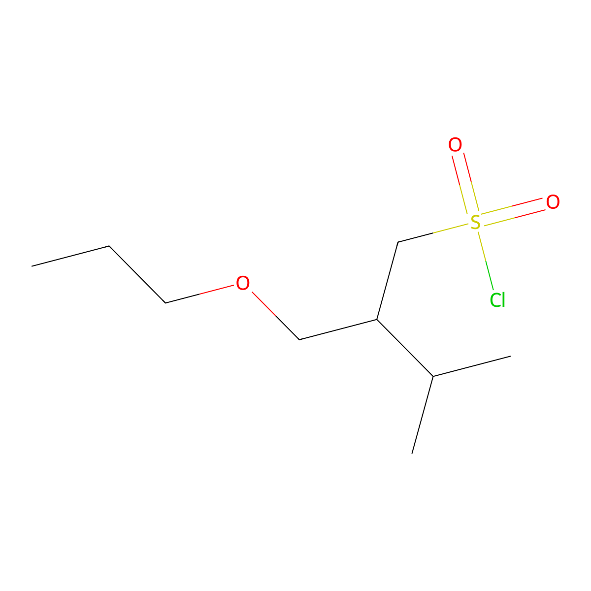 3-Methyl-2-(propoxymethyl)butane-1-sulfonyl chloride molecular structure, CAS 1485550-98-8