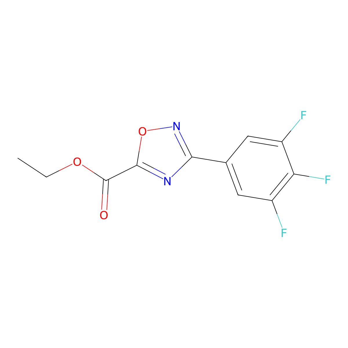 Ethyl 3-(3,4,5-trifluorophenyl)-1,2,4-oxadiazole-5-carboxylate molecular structure, CAS 1485553-28-3