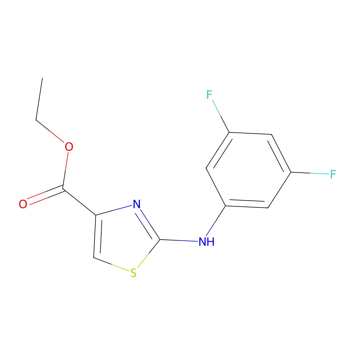 Ethyl 2-((3,5-difluorophenyl)amino)-1,3-thiazole-4-carboxylate molecular structure, CAS 1485563-67-4