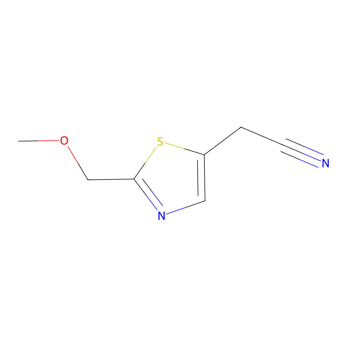 2-[2-(Methoxymethyl)-1,3-thiazol-5-yl]acetonitrile molecular structure, CAS 1485565-10-3