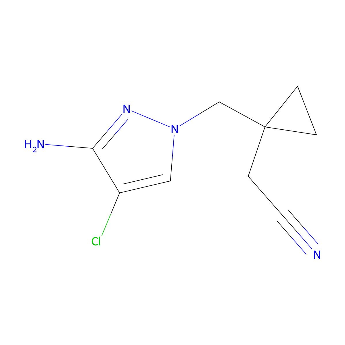 2-(1-((3-Amino-4-chloro-1h-pyrazol-1-yl)methyl)cyclopropyl)acetonitrile molecular structure, CAS 1485567-35-8