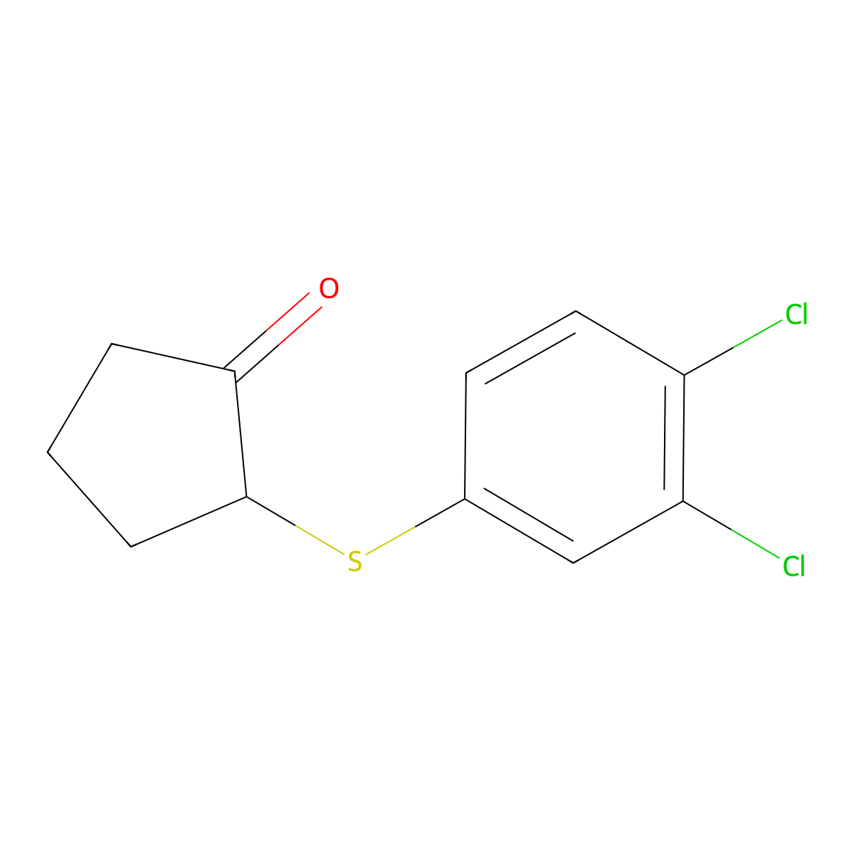 2-[(3,4-Dichlorophenyl)sulfanyl]cyclopentan-1-one molecular structure, CAS 1485569-97-8