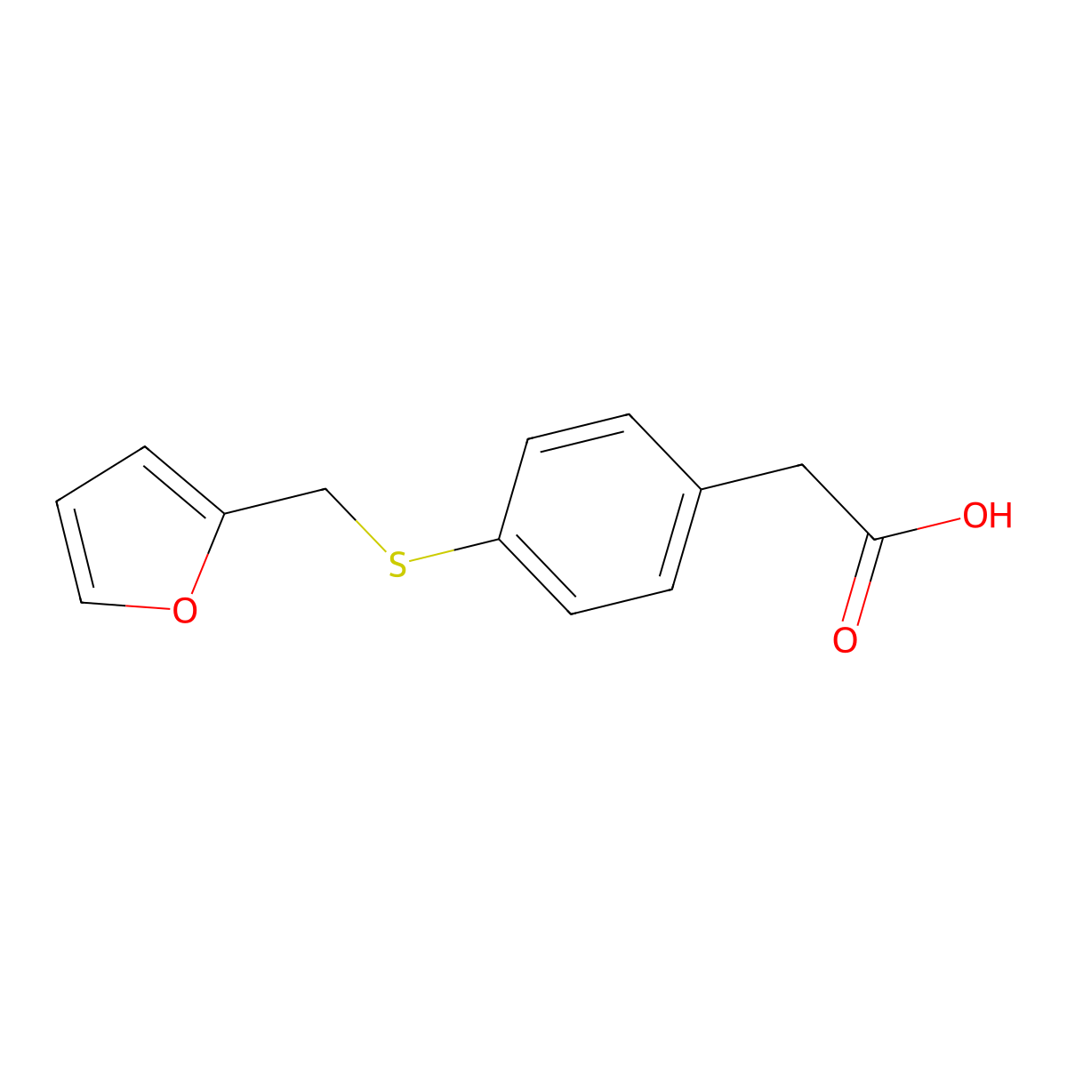 2-(4-(((Furan-2-yl)methyl)sulfanyl)phenyl)acetic acid molecular structure, CAS 1485576-77-9