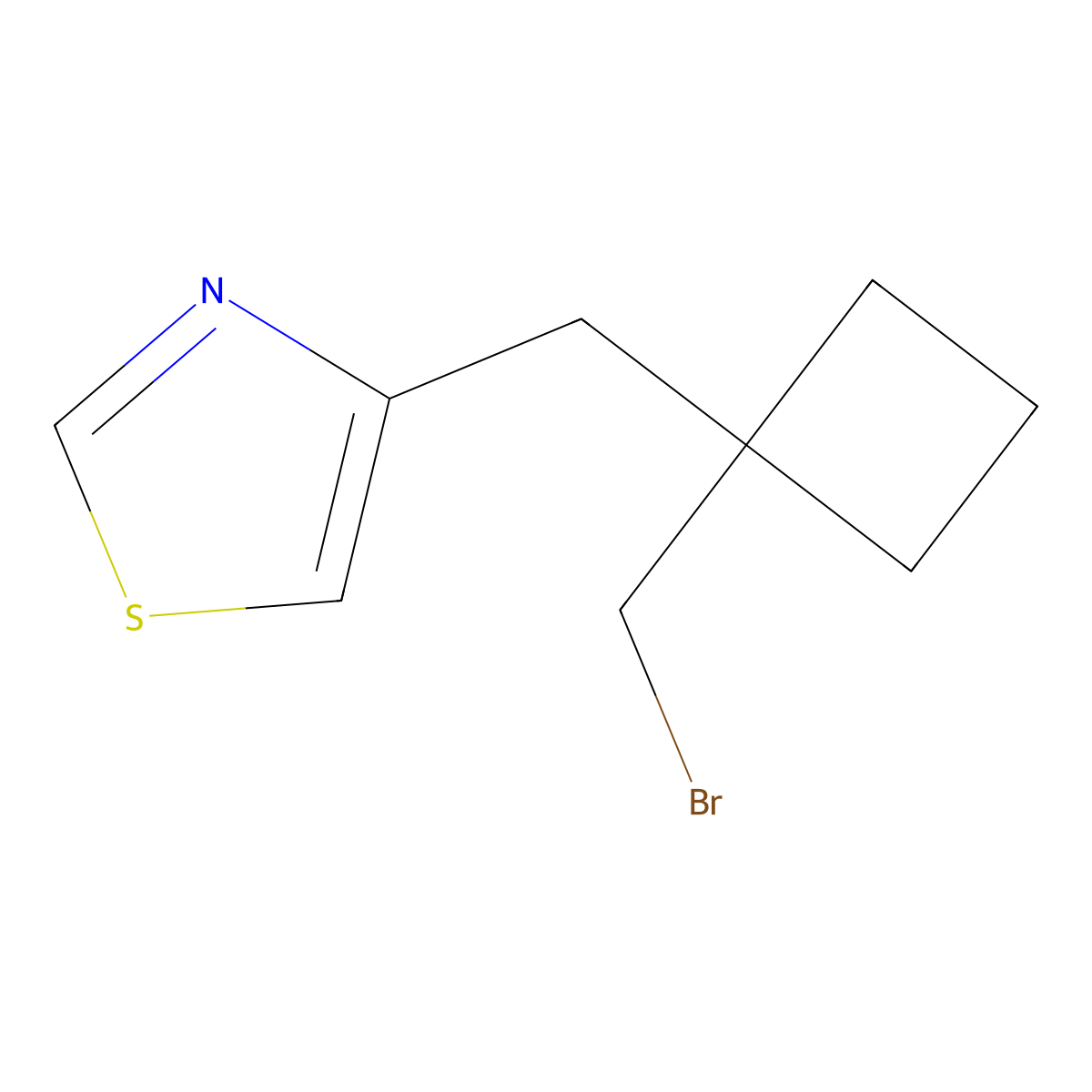 4-{[1-(Bromomethyl)cyclobutyl]methyl}-1,3-thiazole molecular structure, CAS 1485596-21-1