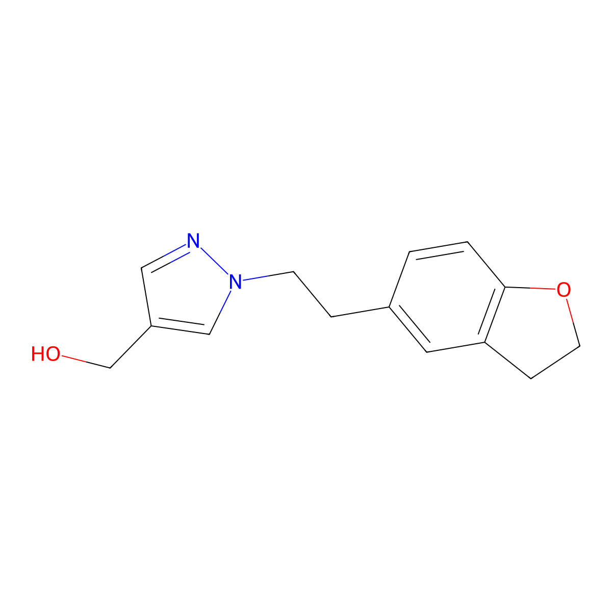 {1-[2-(2,3-dihydro-1-benzofuran-5-yl)ethyl]-1H-pyrazol-4-yl}methanol molecular structure, CAS 1485610-78-3