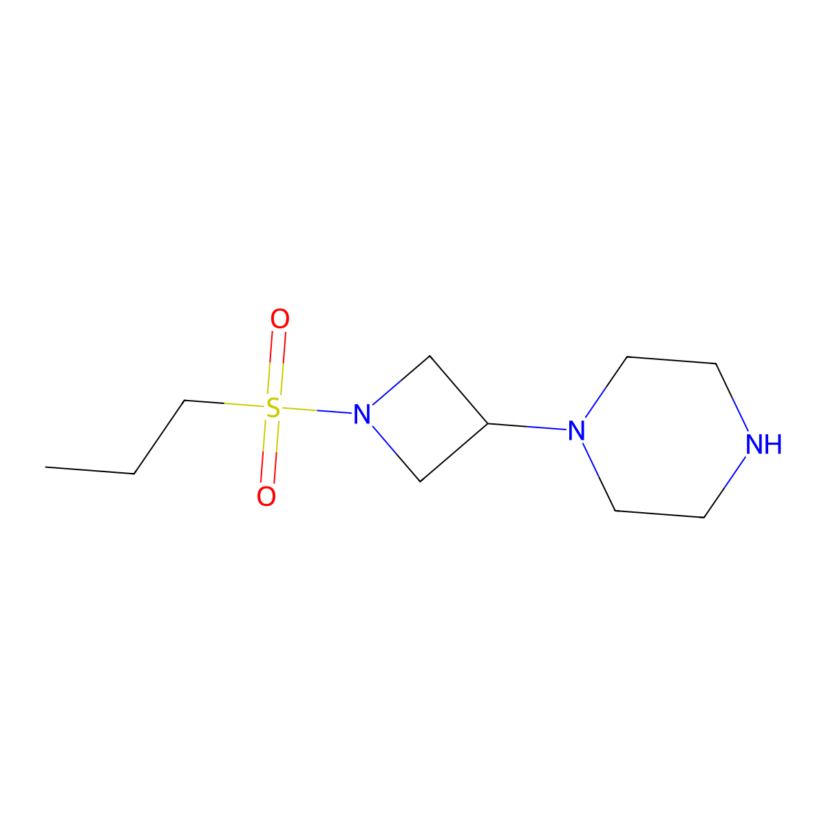 1-(1-(Propylsulfonyl)azetidin-3-yl)piperazine molecular structure, CAS 1485619-39-3