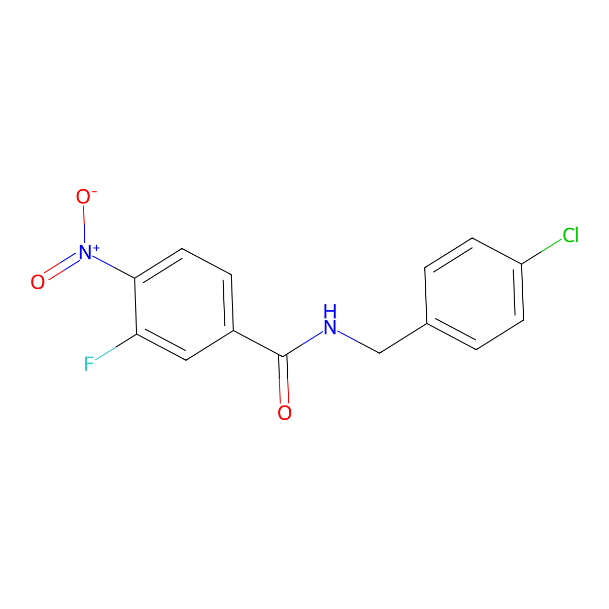 N-(4-Chlorobenzyl)-3-fluoro-4-nitrobenzamide molecular structure, CAS 1485624-57-4