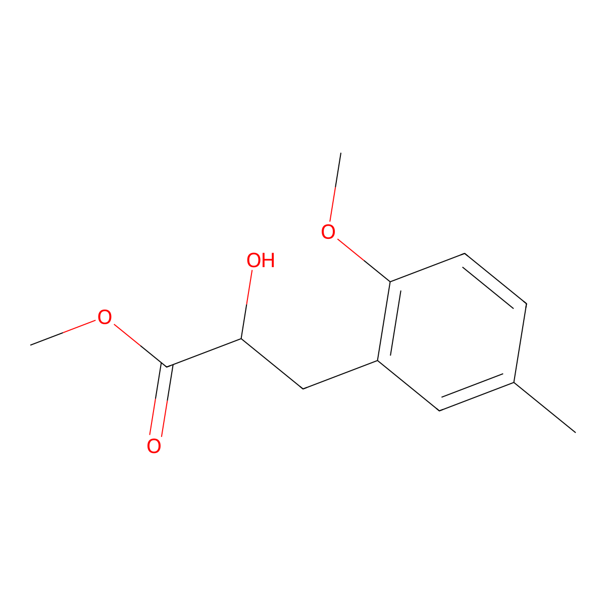 Methyl 2-hydroxy-3-(2-methoxy-5-methylphenyl)propanoate molecular structure, CAS 1485628-70-3