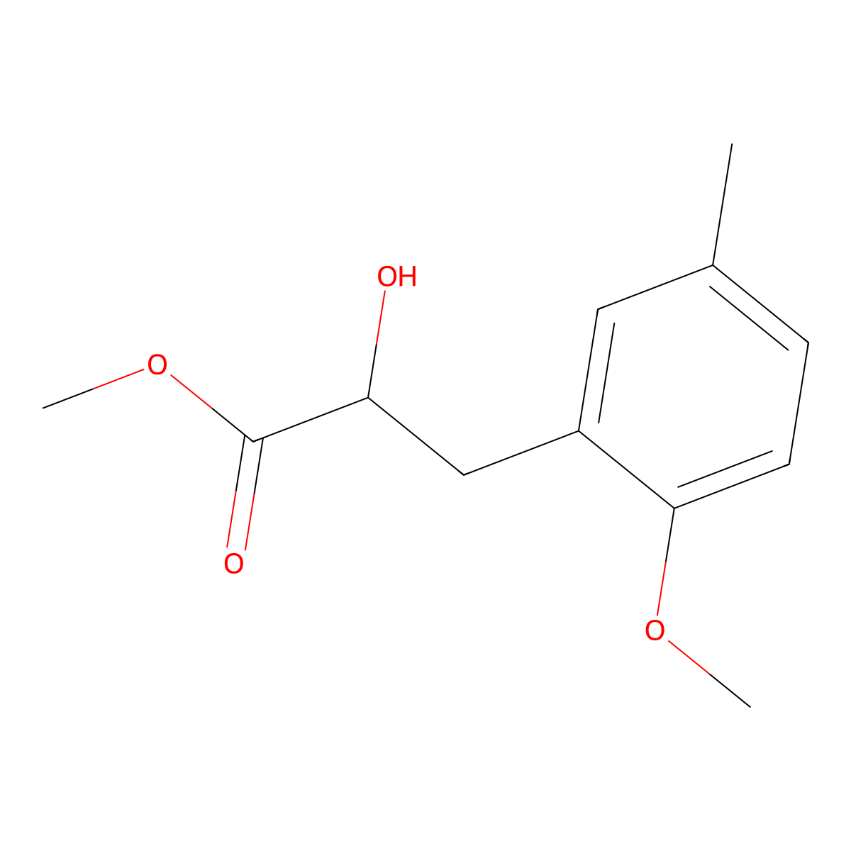 Methyl 2-hydroxy-3-(2-methoxy-5-methylphenyl)propanoate molecular structure, CAS 1485628-70-3