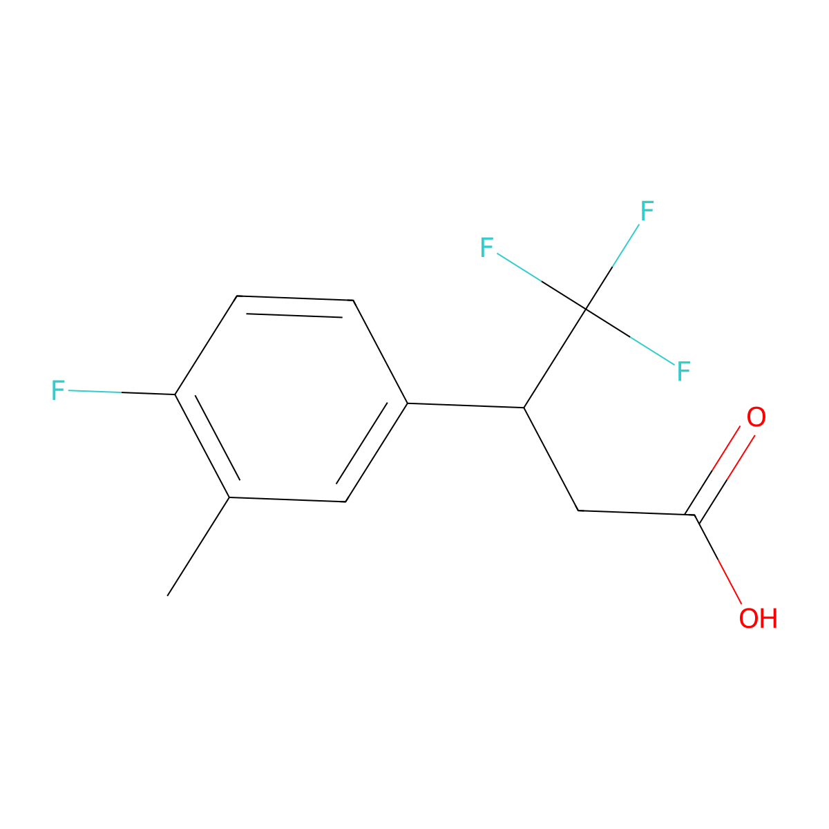 4,4,4-Trifluoro-3-(4-fluoro-3-methylphenyl)butanoic acid molecular structure, CAS 1485630-56-5