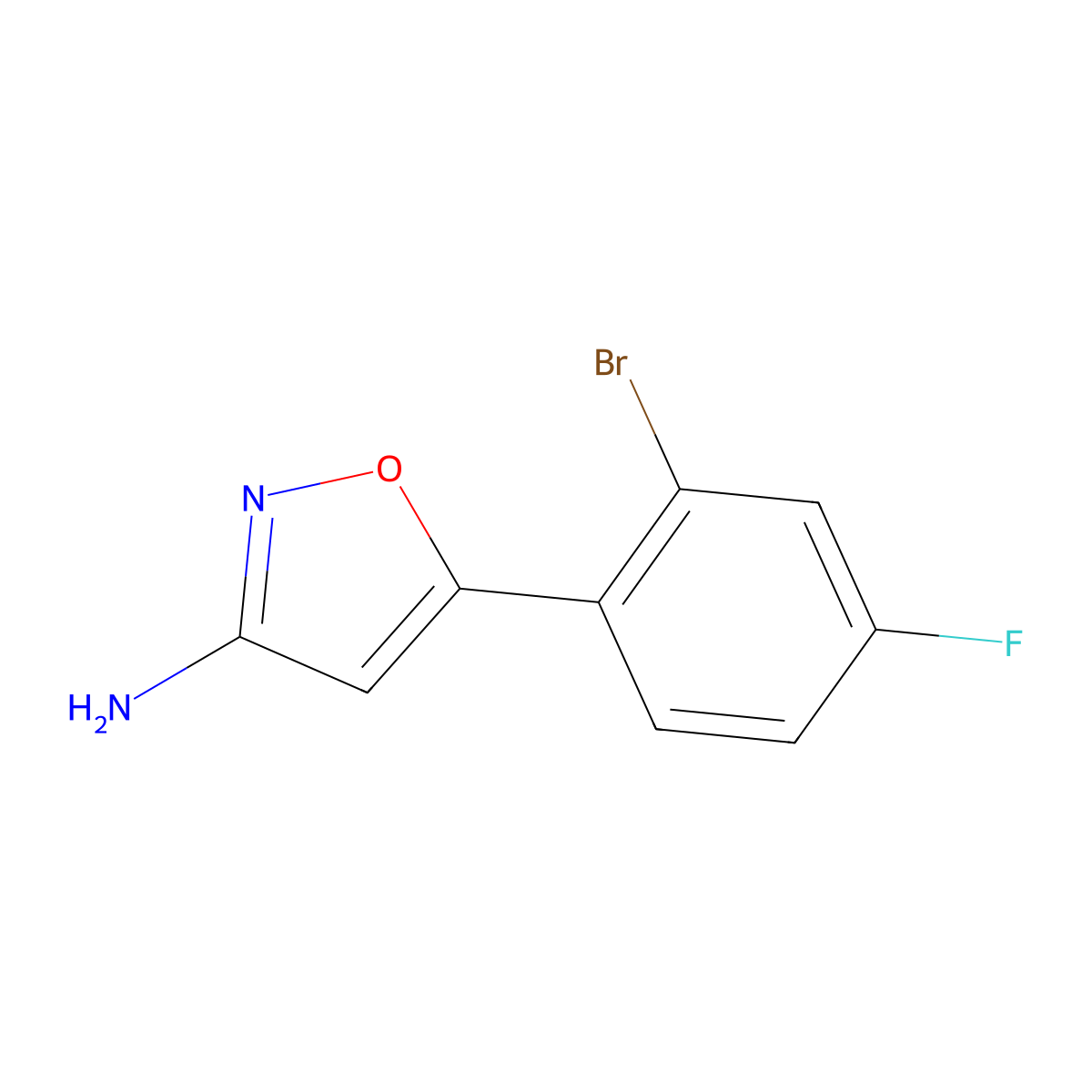 5-(2-Bromo-4-fluorophenyl)isoxazol-3-amine molecular structure, CAS 1485641-30-2