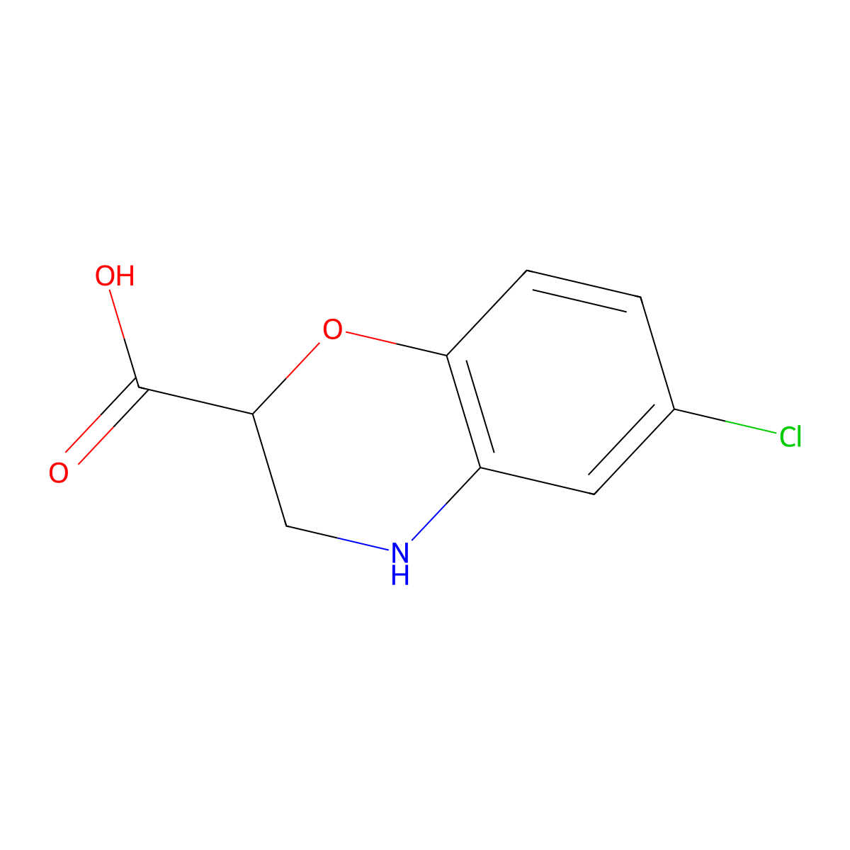6-Chloro-3,4-dihydro-2H-benzo[b][1,4]oxazine-2-carboxylic acid molecular structure, CAS 1485645-67-7