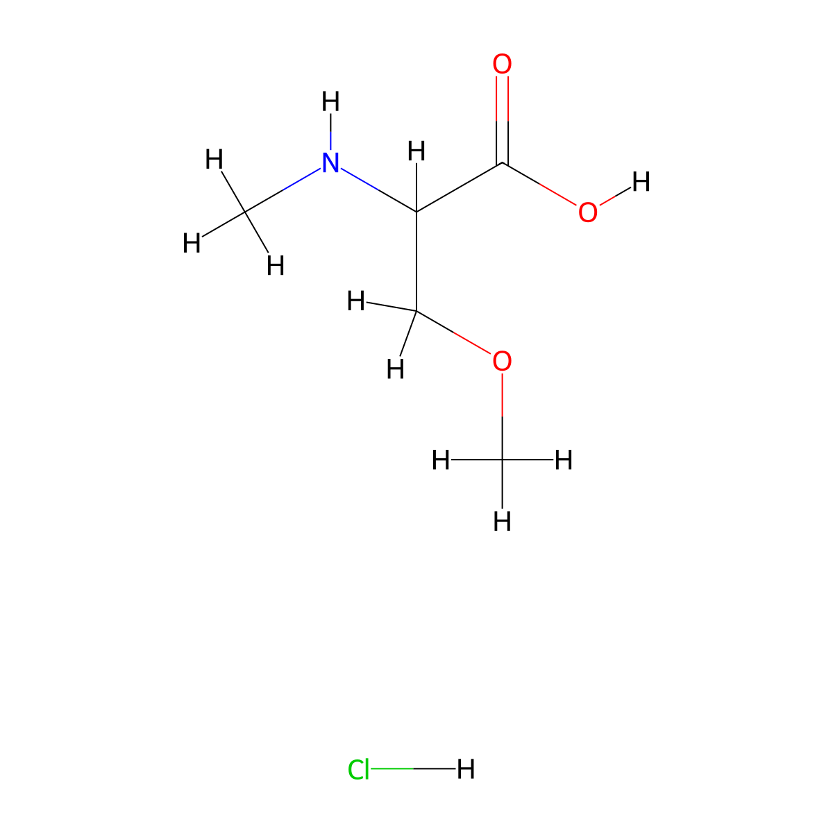 3-Methoxy-2-(methylamino)propanoic acid hydrochloride molecular structure, CAS 1485645-68-8