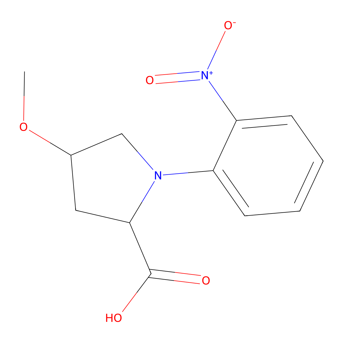 4-Methoxy-1-(2-nitrophenyl)pyrrolidine-2-carboxylic acid molecular structure, CAS 1485646-70-5
