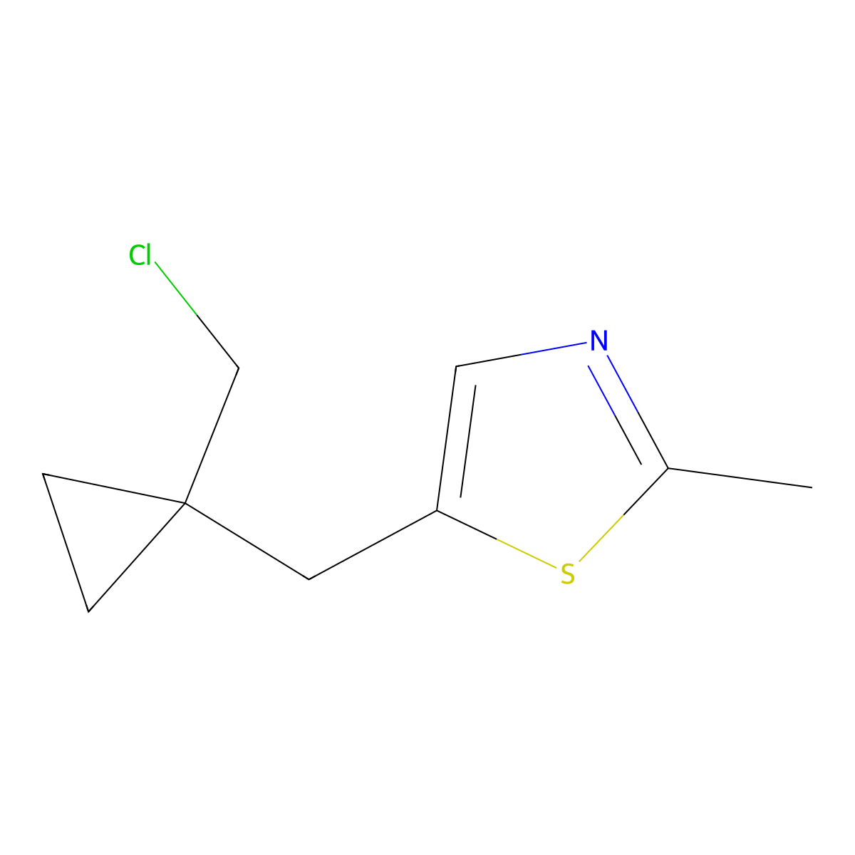 5-{[1-(Chloromethyl)cyclopropyl]methyl}-2-methyl-1,3-thiazole molecular structure, CAS 1485662-39-2