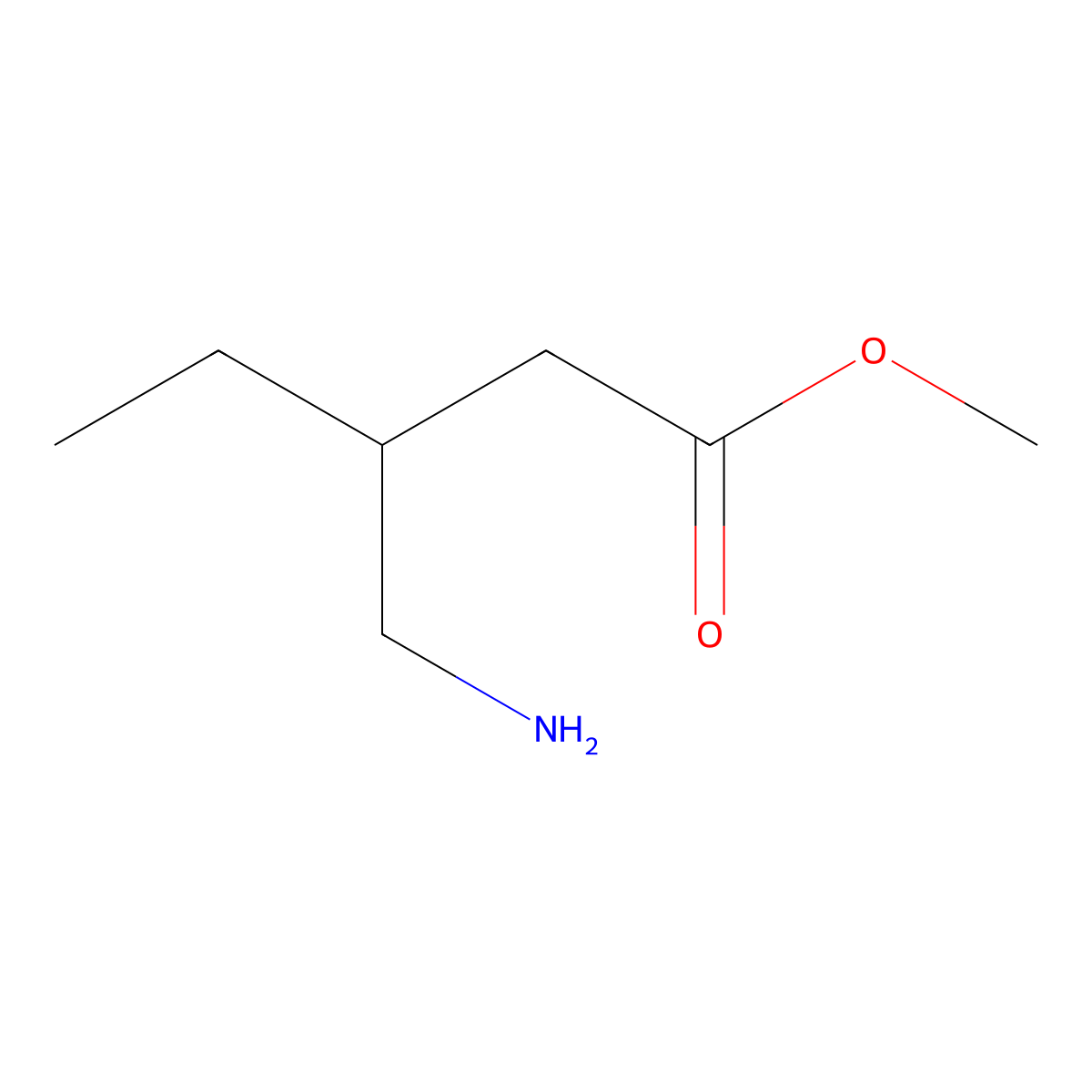 Methyl 3-(aminomethyl)pentanoate molecular structure, CAS 1485671-31-5
