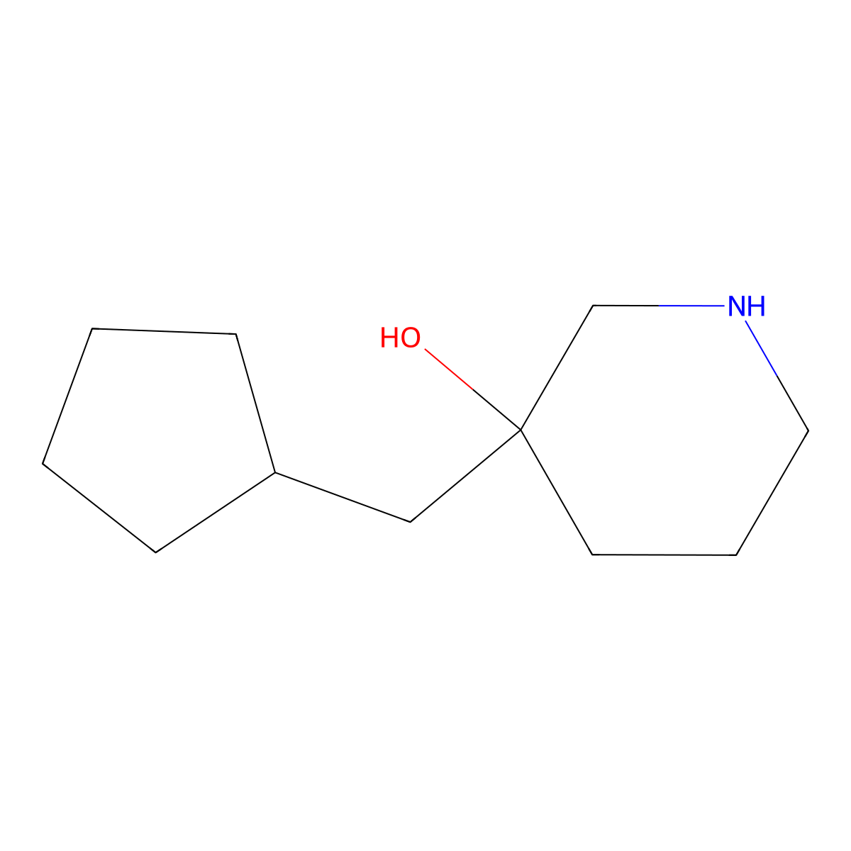 3-(Cyclopentylmethyl)piperidin-3-ol molecular structure, CAS 1485673-73-1