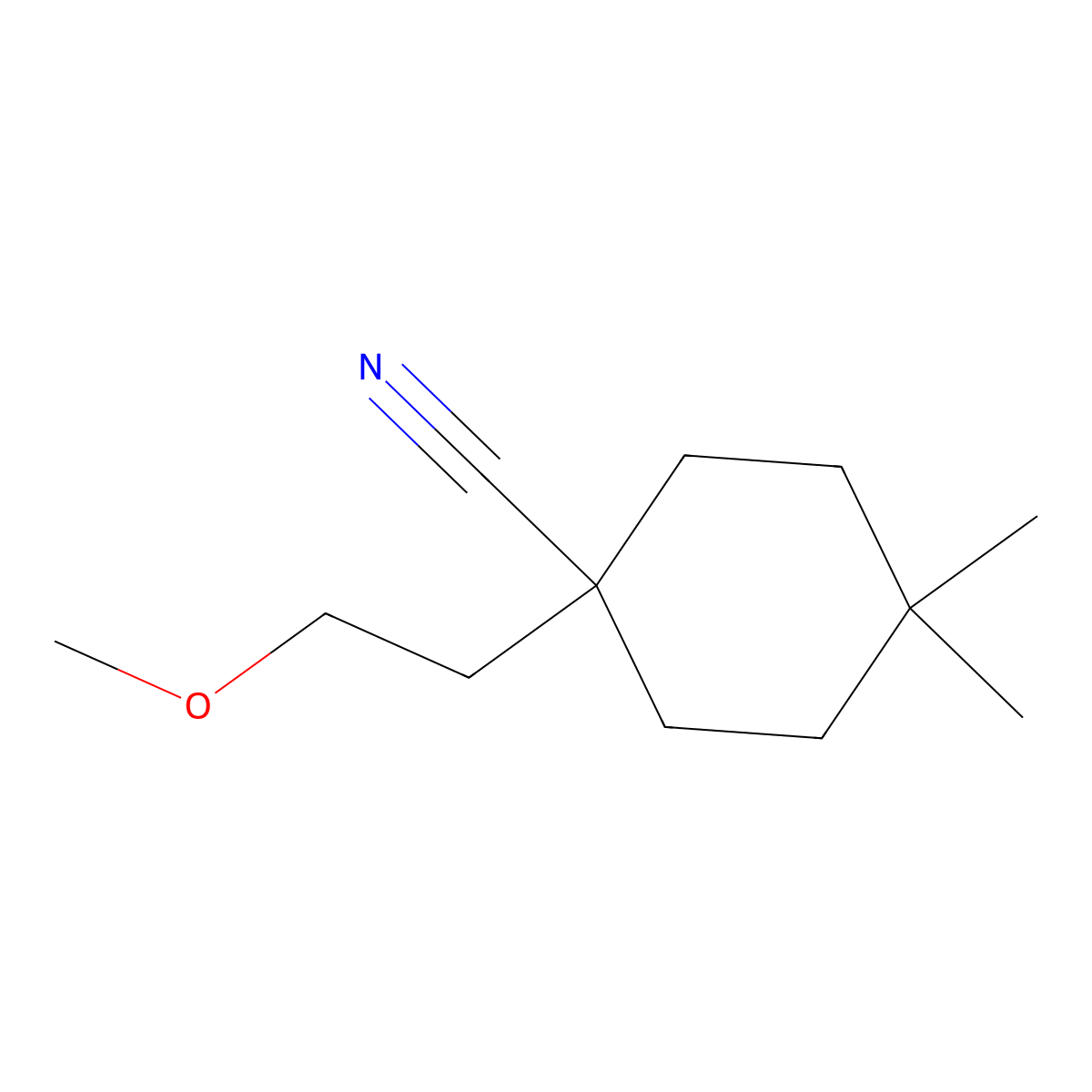 1-(2-Methoxyethyl)-4,4-dimethylcyclohexane-1-carbonitrile molecular structure, CAS 1485695-30-4