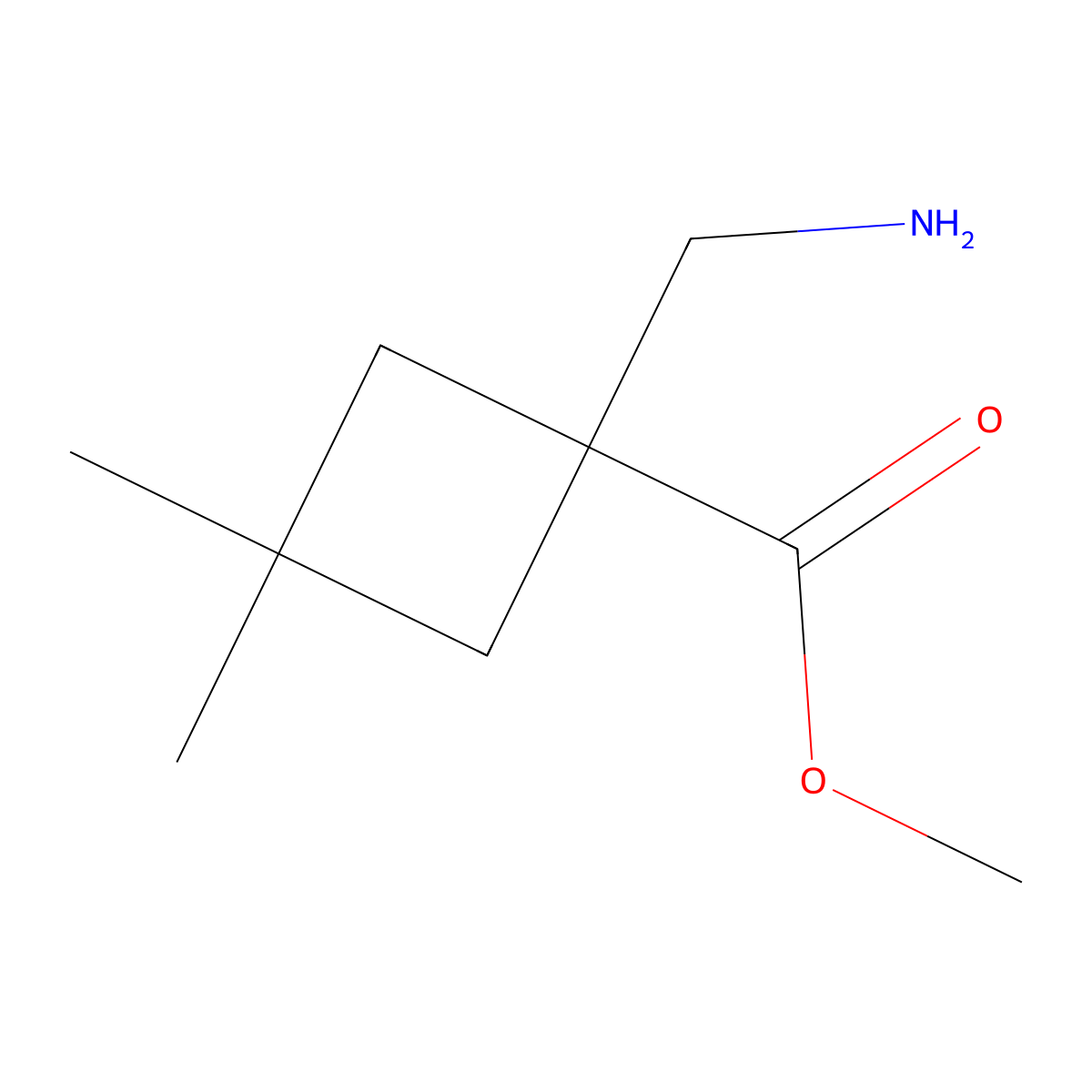 Methyl 1-(aminomethyl)-3,3-dimethylcyclobutane-1-carboxylate molecular structure, CAS 1485697-13-9