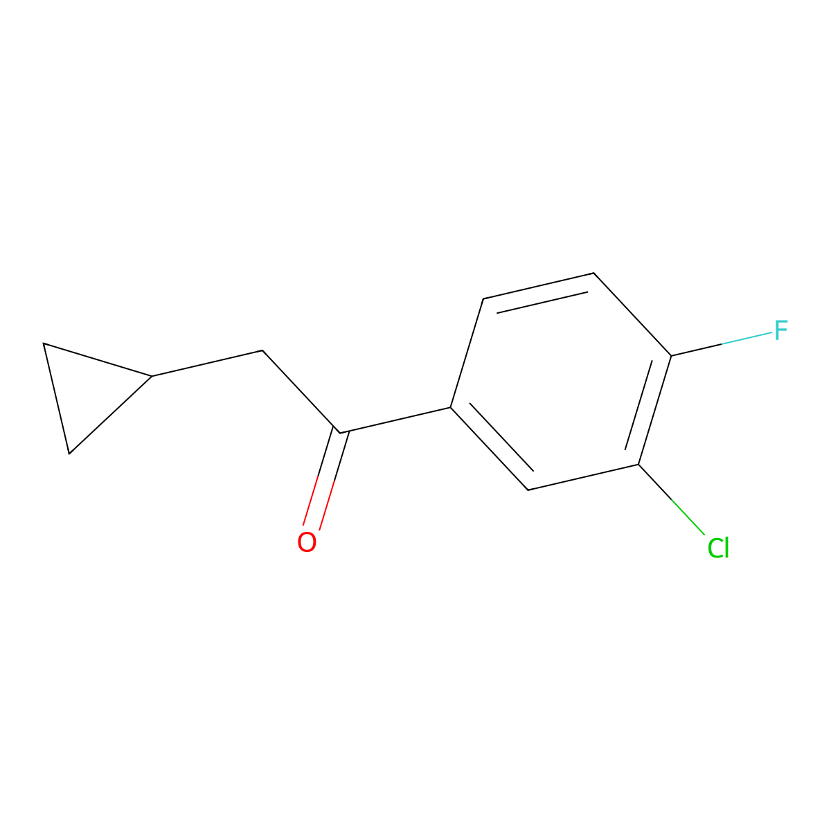 1-(3-Chloro-4-fluorophenyl)-2-cyclopropylethan-1-one molecular structure, CAS 1485701-53-8