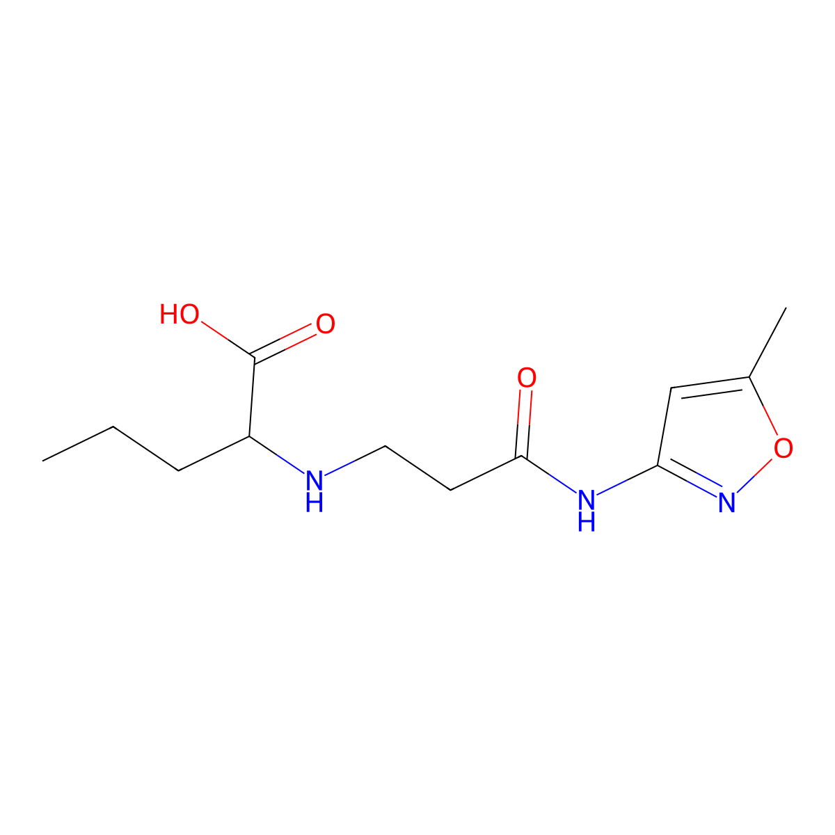 2-({2-[(5-Methyl-1,2-oxazol-3-yl)carbamoyl]ethyl}amino)pentanoic acid molecular structure, CAS 1485710-41-5