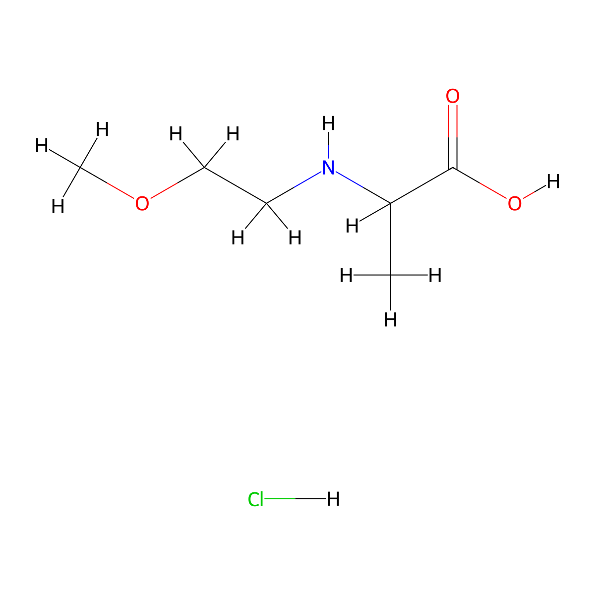 2-((2-Methoxyethyl)amino)propanoic acid hydrochloride molecular structure, CAS 1485711-12-3