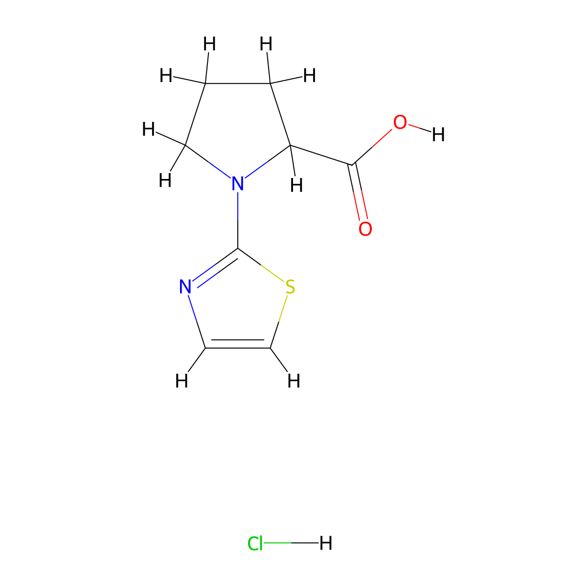 1-(1,3-Thiazol-2-yl)pyrrolidine-2-carboxylic acid hydrochloride molecular structure, CAS 1485712-52-4