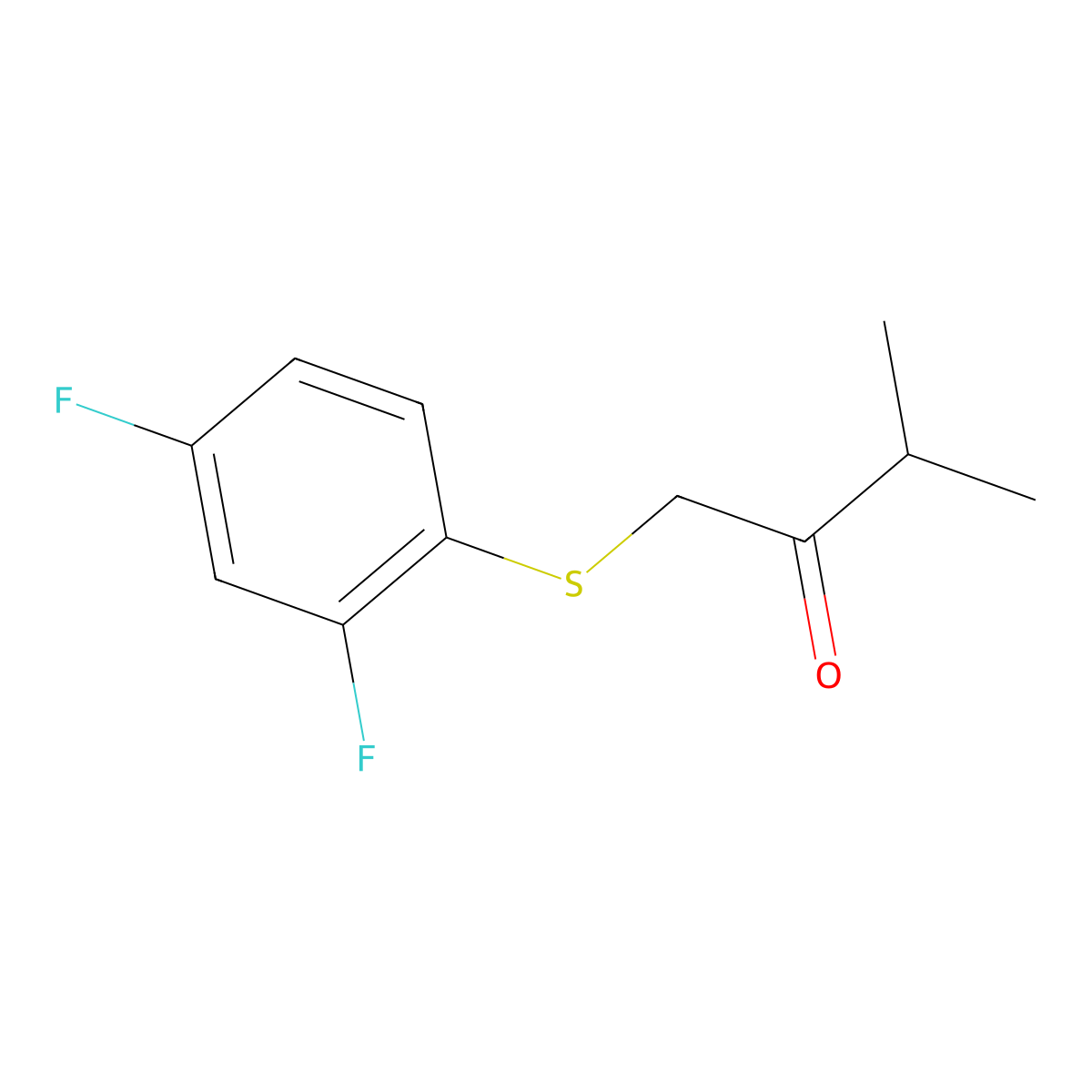 1-((2,4-Difluorophenyl)thio)-3-methylbutan-2-one molecular structure, CAS 1485727-86-3