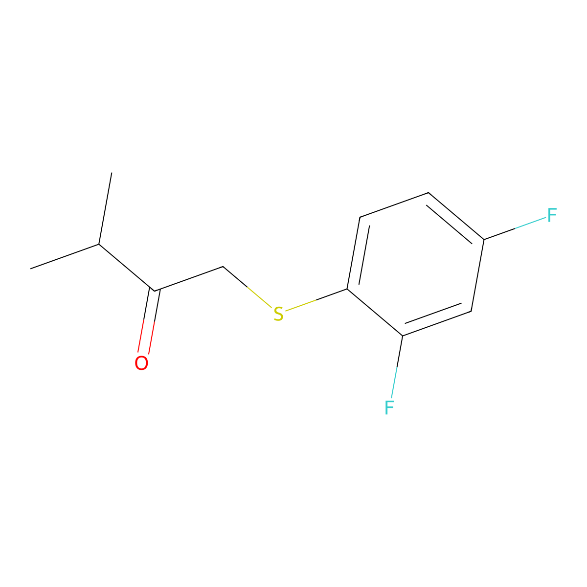 1-((2,4-Difluorophenyl)thio)-3-methylbutan-2-one molecular structure, CAS 1485727-86-3
