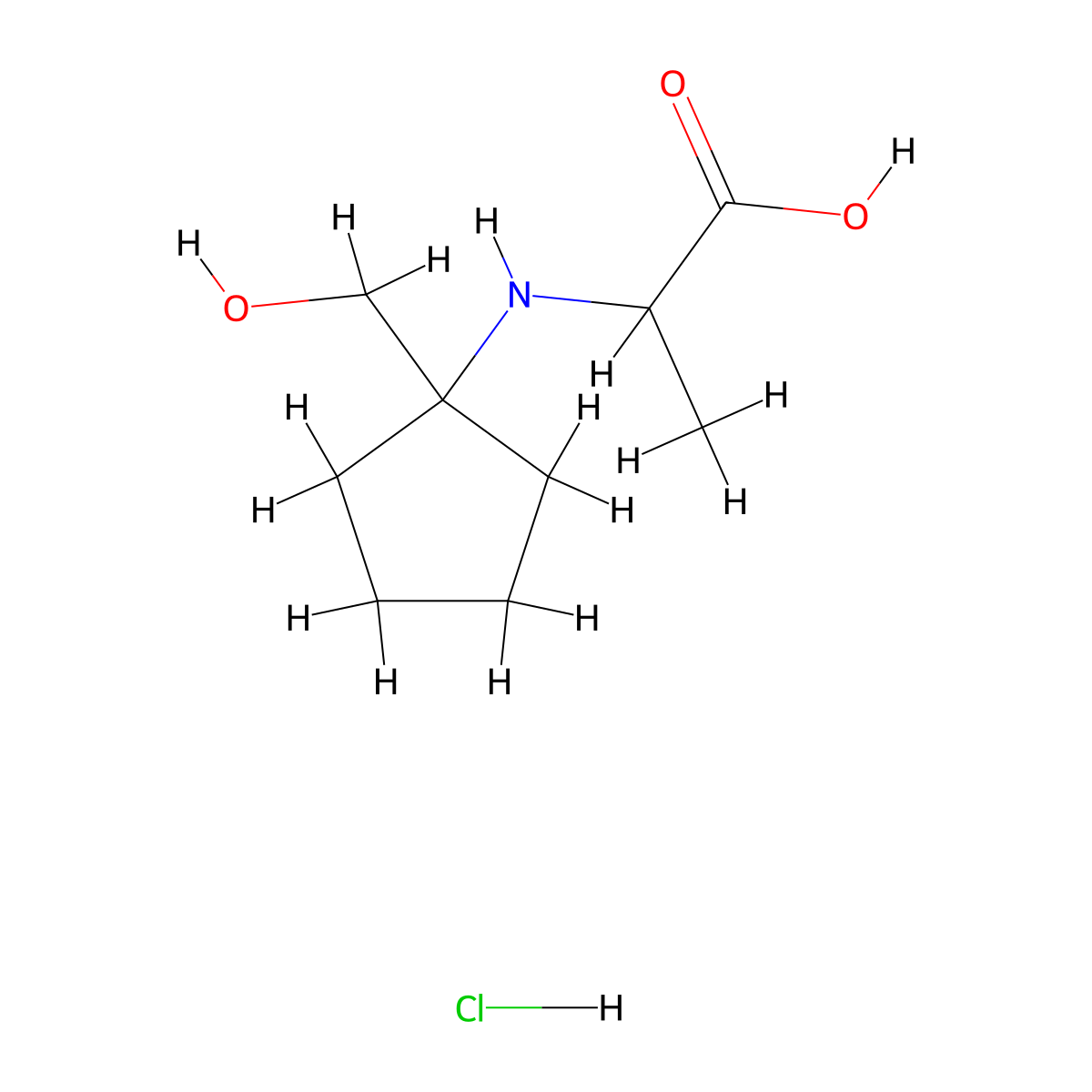 2-{[1-(Hydroxymethyl)cyclopentyl]amino}propanoic acid hydrochloride molecular structure, CAS 1485733-64-9