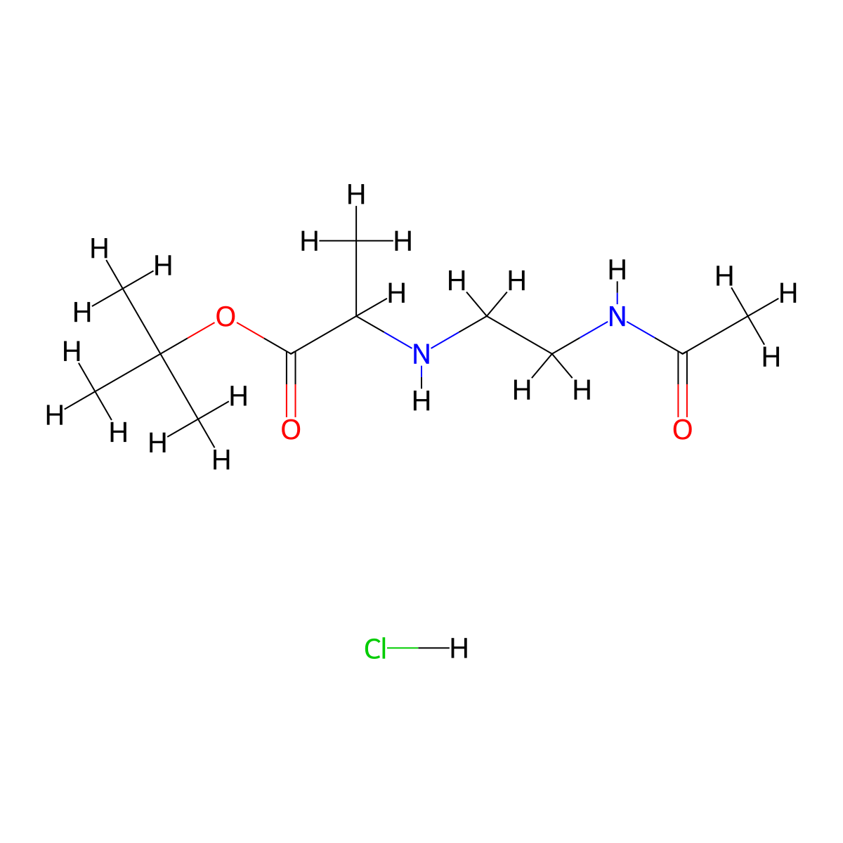 Tert-butyl 2-[(2-acetamidoethyl)amino]propanoate hydrochloride molecular structure, CAS 1485734-35-7
