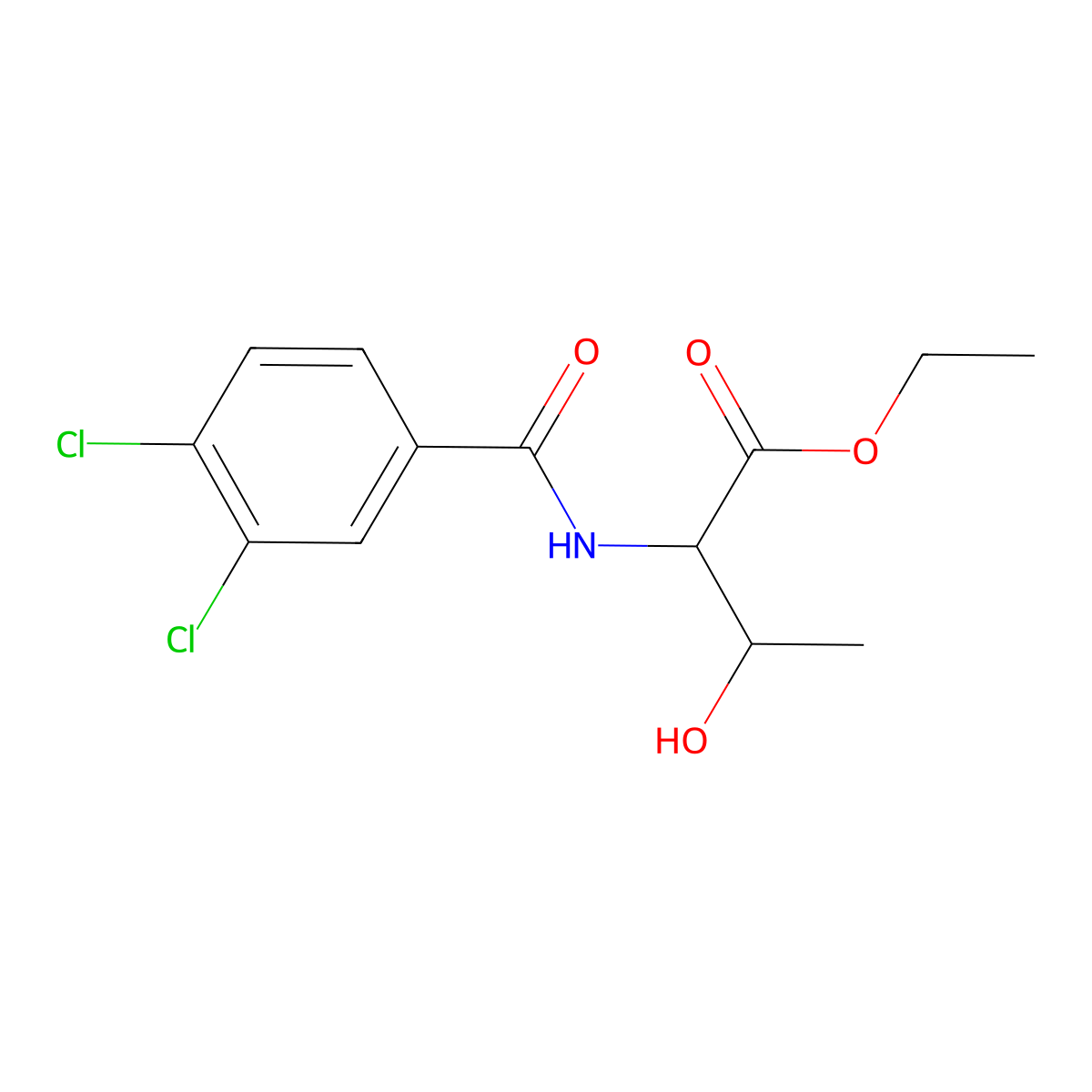 Ethyl 2-[(3,4-dichlorophenyl)formamido]-3-hydroxybutanoate molecular structure, CAS 1485735-70-3