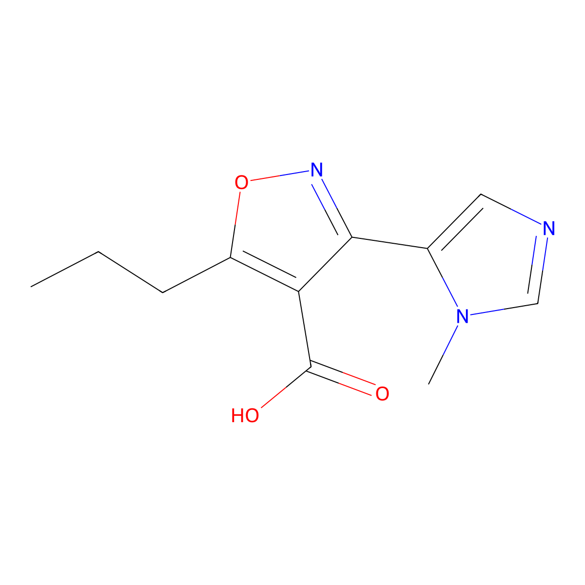 3-(1-Methyl-1h-imidazol-5-yl)-5-propylisoxazole-4-carboxylic acid molecular structure, CAS 1485737-29-8