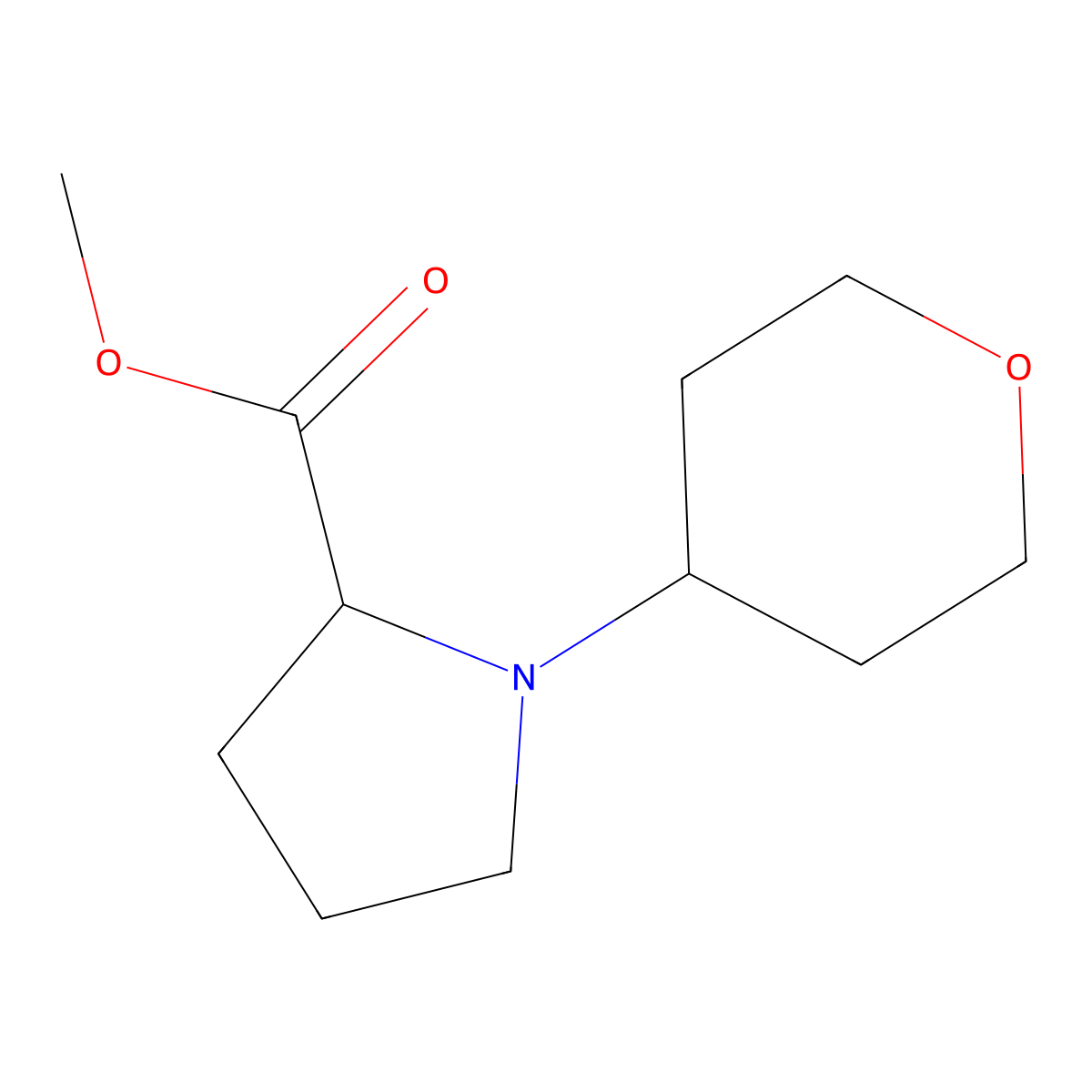 Methyl 1-(oxan-4-yl)pyrrolidine-2-carboxylate molecular structure, CAS 1485737-39-0